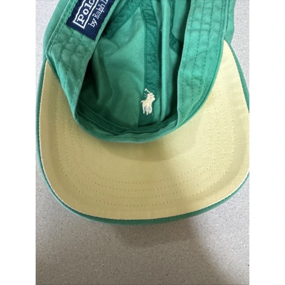 Vintage 80s Polo Ralph Lauren Green Strap Back Hat Cap 100% Cotton